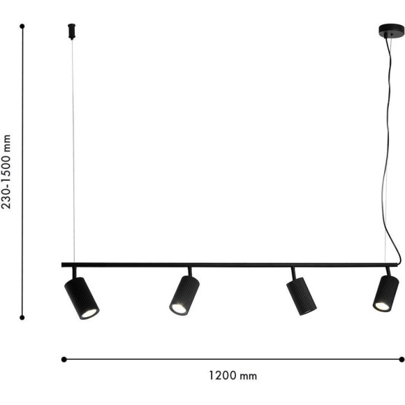 4635-4P, подвесная люстра, L1200xW65xH230/1500, 4xGU10x35W, excluded