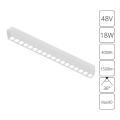 A6169PL-1WH Трековый магнитный светодиодный светильник Arte Lamp Rapid 48V CRI90+ 4000К 1500Лм 36° 18Вт