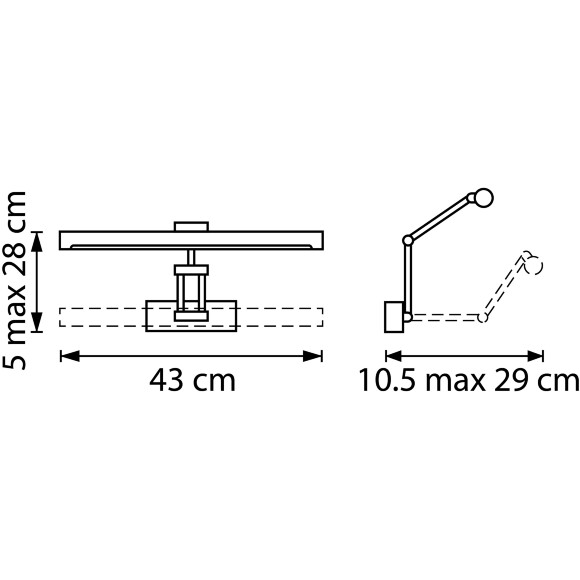 Lightstar Noce 201134 Хромированная светодиодная подсветка для картин и зеркал шириной 43см, с выключателем на корпусе и CCT переключением цветности на драйвере, 9Вт 3000;4000;6000К 780Лм CRI90 Lightstar Noce 201134 Хромированная светодиодная подсветка для картин и зеркал шириной 43см, с выключателем на корпусе и CCT переключением цветности на драйвере, 9Вт 3000;4000;6000К 780Лм CRI90