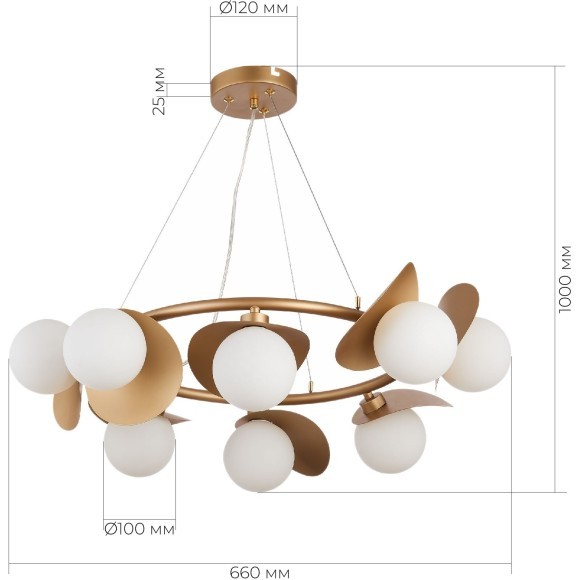 SLE220503-08 Светильник подвесной Золотистый/Белый G9 LED 8*5W BOLZANO SLE220503-08 Светильник подвесной Золотистый/Белый G9 LED 8*5W BOLZANO