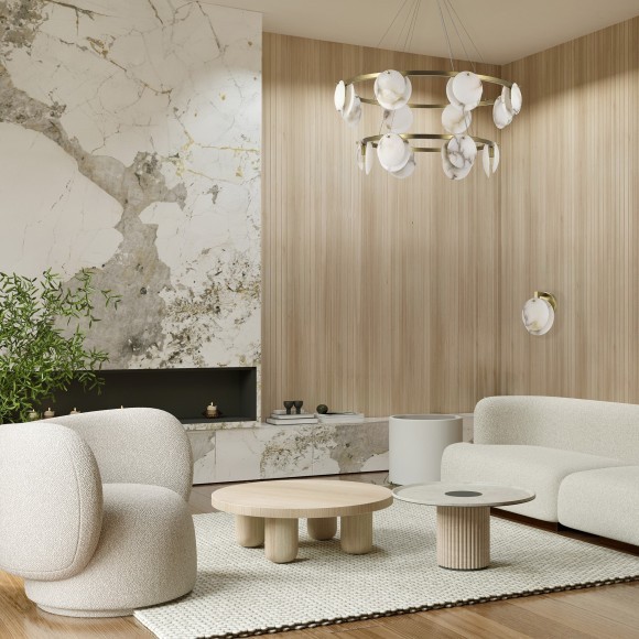 SL1520.301.01 Светильник настенный ST-Luce Латунь/Алебастр G9 1*5W 4000K CLAM