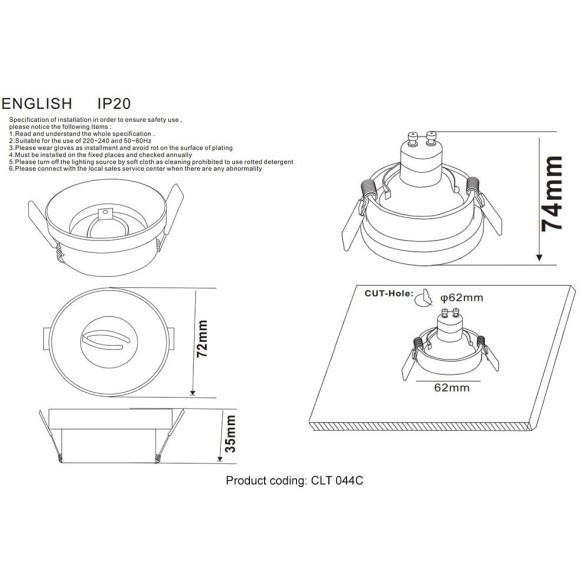 Светильник встраиваемый Crystal Lux CLT 044C WH Светильник встраиваемый Crystal Lux CLT 044C WH