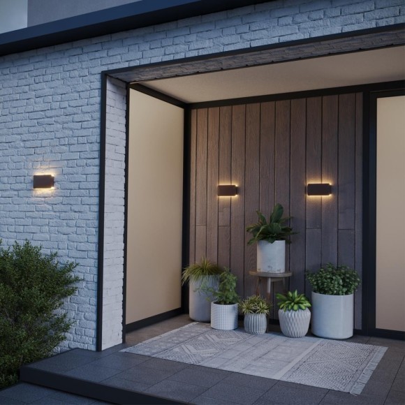 359591 Коричневый уличный настенный ландшафтный светильник с перекл. цв. температуры IP54 10W 3000К\4000К\6000К 370Лм Novotech STRAIT