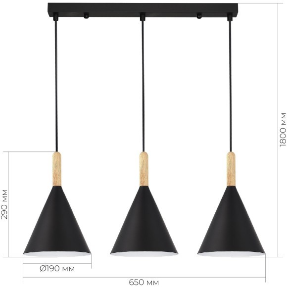 SLE1255-403-03 Светильник подвесной Черный/Черный E27 3*40W ARKET