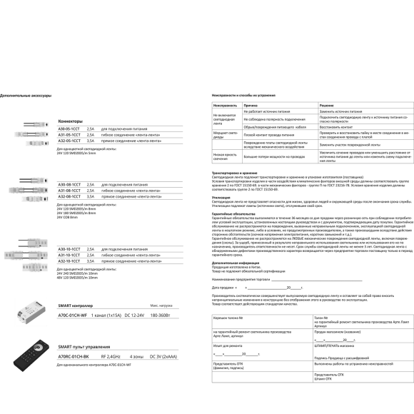 Готовый комплект из 5м светодиодной ленты 8мм 6000К RA90, с блоком питания 150W, контроллером и пультом для диммирования