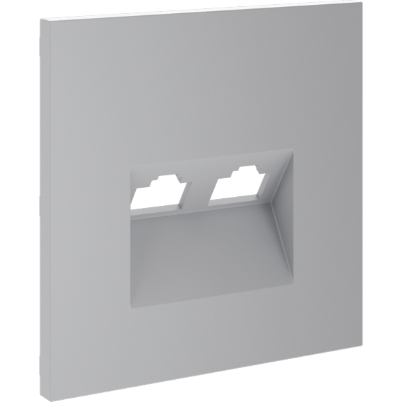 VLS001416 Накладка для розетки компьютерной двойной RJ45 категории 6Е (для проводов CAT5-CAT6 до 10 Гбит/сек) серого цвета VOLTUM S70 (серый)