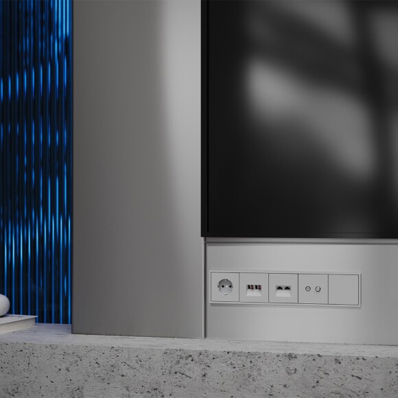 VLS001416 Накладка для розетки компьютерной двойной RJ45 категории 6Е (для проводов CAT5-CAT6 до 10 Гбит/сек) серого цвета VOLTUM S70 (серый)