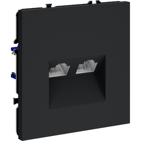 VLS060207 Розетка компьютерная двойная RJ45+RJ45 категории 6Е (для проводов CAT5-CAT6 до 10 Гбит/сек) графитового цвета VOLTUM S70 (графит)