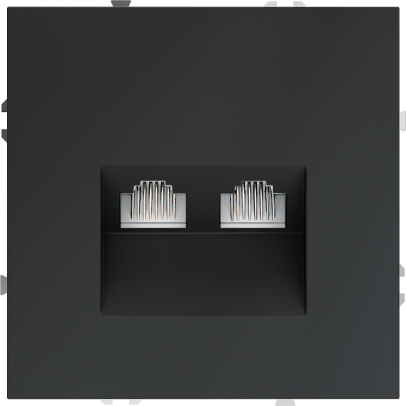 VLS060207 Розетка компьютерная двойная RJ45+RJ45 категории 6Е (для проводов CAT5-CAT6 до 10 Гбит/сек) графитового цвета VOLTUM S70 (графит)