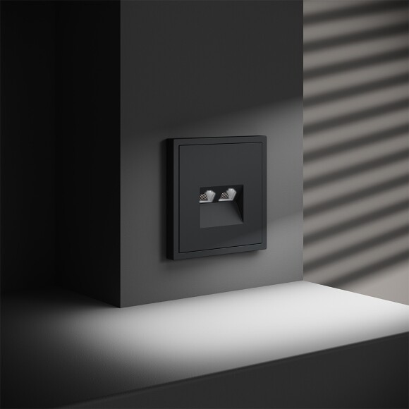 VLS060207 Розетка компьютерная двойная RJ45+RJ45 категории 6Е (для проводов CAT5-CAT6 до 10 Гбит/сек) графитового цвета VOLTUM S70 (графит)