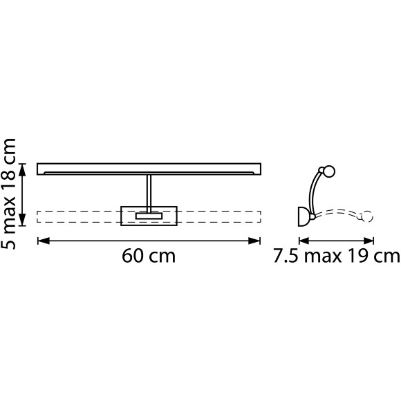 Lightstar Noce 201121 Латунная светодиодная подсветка для картин и зеркал шириной 60см, с выключателем на корпусе и CCT переключением цветности на драйвере, 14Вт 3000;4000;6000К 840Лм CRI90