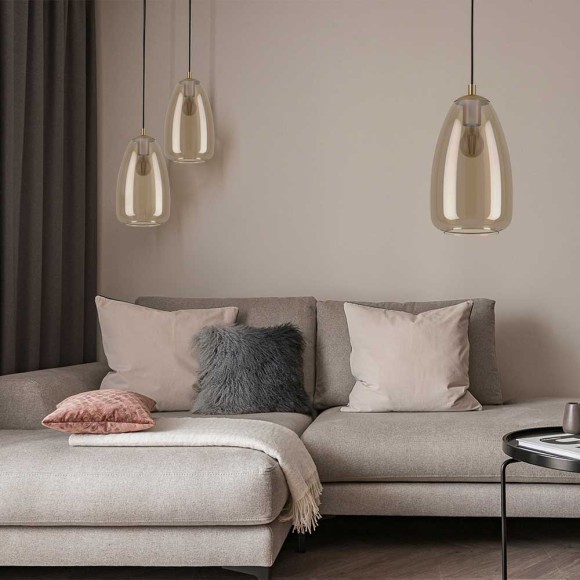 98648 ALOBRASE Люстра потолочная в стиле модерн с одним плафоном, E27, 40Вт, янтарное стекло, латунь