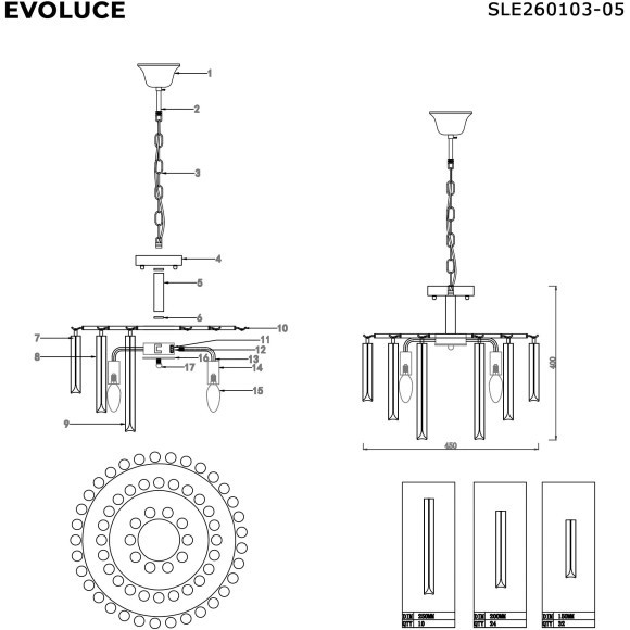 SLE260103-05 Светильник подвесной Шампань/Шампань, Прозрачный E14 5*40W REGGIO