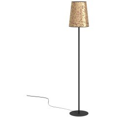 Eglo Castuera 390295 Торшер в стиле бохо-эко с ножным выключателем, лампа 1xE27 до 25 Вт, 220В, основание черная сталь и бумажный плафон золотой/розовый, диаметр 300 мм, высота 1725 мм