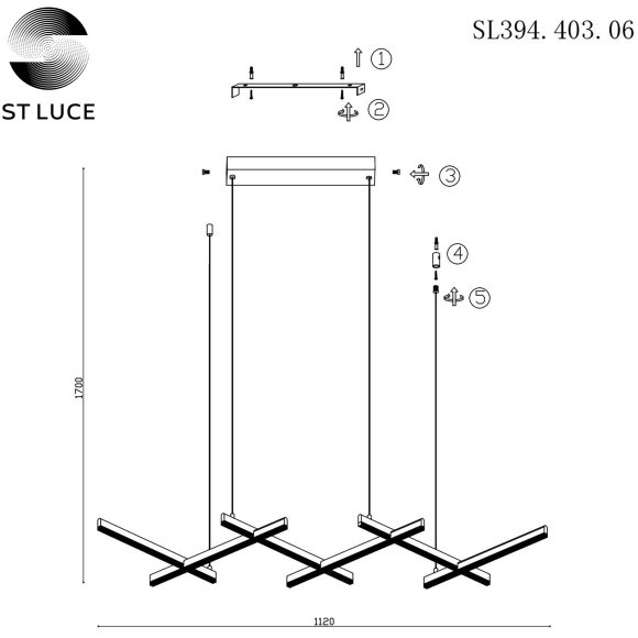 SL394.403.06 Люстра подвесная ST-Luce Черный/Белый LED 6*14W 4000K BASONI SL394.403.06 Люстра подвесная ST-Luce Черный/Белый LED 6*14W 4000K BASONI