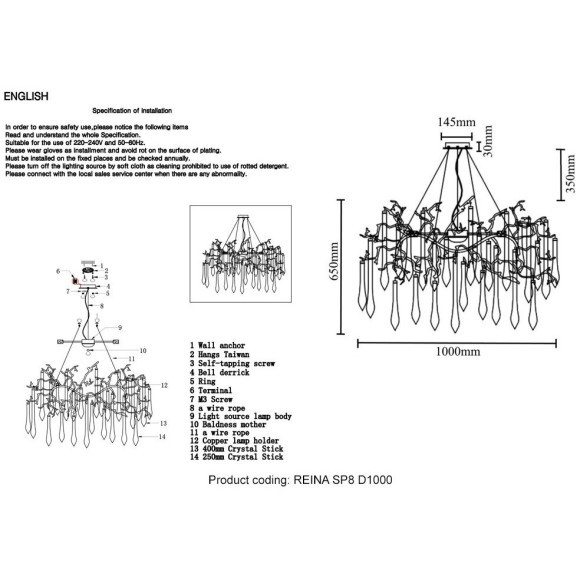 Люстра Crystal Lux REINA SP8 D1000 GOLD PEARL Люстра Crystal Lux REINA SP8 D1000 GOLD PEARL