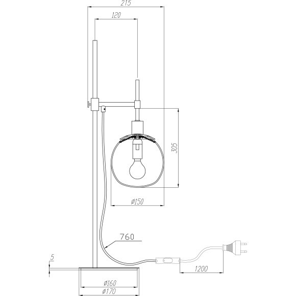 Интерьерная настольная лампа Erich MOD221-TL-01-N