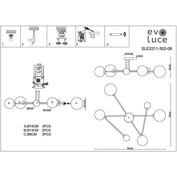 SLE2211-302-06 Светильник потолочный Латунь/Белый G9 LED 6*5W FANTINI SLE2211-302-06 Светильник потолочный Латунь/Белый G9 LED 6*5W FANTINI