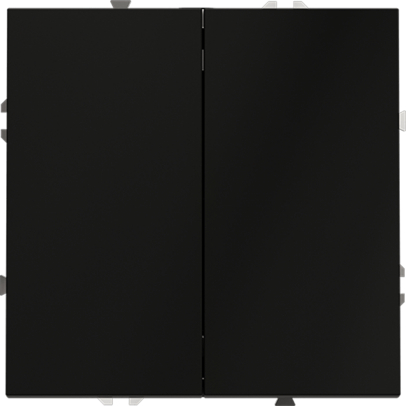 VLS020308 Проходной выключатель (переключатель) двухклавишный встраиваемый черного матового цвета 10А (2200 Ватт) VOLTUM S70 (черный матовый)