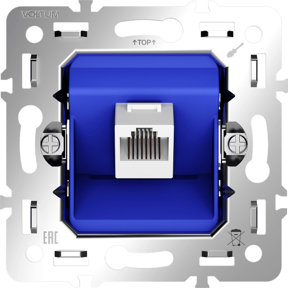 VLS0601M Механизм розетки компьютерной RJ45 патчкорд категории 6Е (для проводов CAT5-CAT6 до 10 Гбит/сек), VOLTUM S70