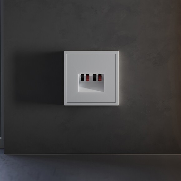 VLS001516 Накладка для розетки акустической 4-местной для подключения звуковоспроизводящих устройств (для проводов сечением 0,5 — 4 ММ²) серого цвета VOLTUM S70 (серый)