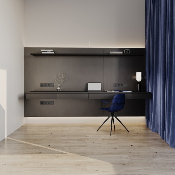 VLS100407 Рамка пластиковая для электрических изделий графитового цвета VOLTUM серии S70 на 4 поста (графит)