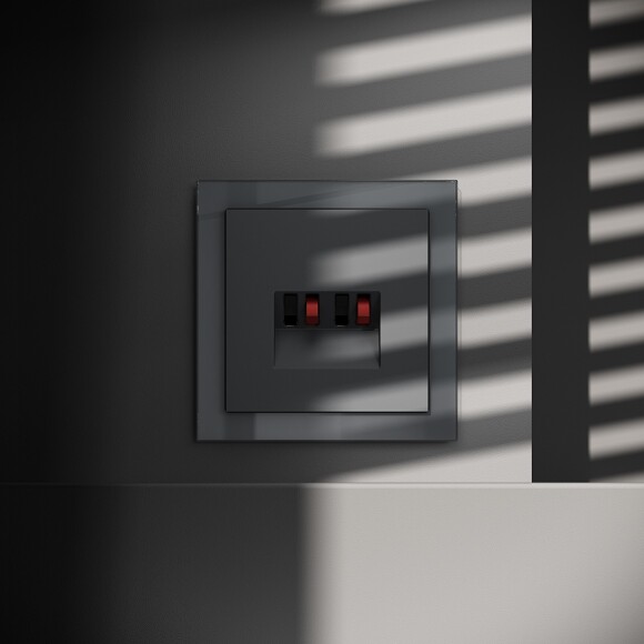 VLS060307 Розетка акустическая 4-местная для подключения динамиков и других звуковоспроизводящих устройств (для проводов сечением 0,5 — 4 ММ²) графитового цвета VOLTUM S70 (графит)