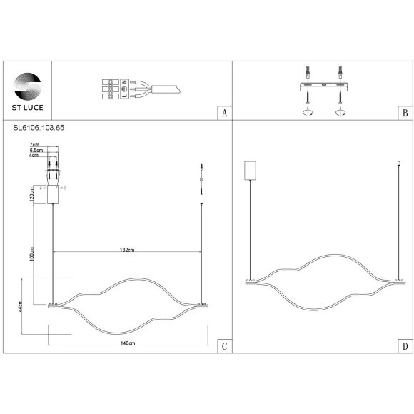 SL6106.103.65 Светильник подвесной ST-Luce Никель/Белый LED 1*65W 4000K CORTILE