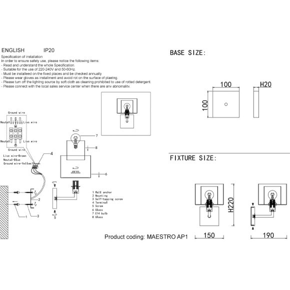 Бра Crystal Lux MAESTRO AP1 CHROME Бра Crystal Lux MAESTRO AP1 CHROME