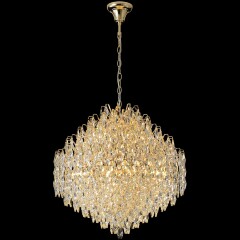 Crystal Lux HEDONIST SP16 3890/316 Большая подвесная хрустальная декоративная люстра, макс. высота 235см, диаметр 60см, металл цвета золото, хрусталь, лампы E14 16x40W IP20 220В