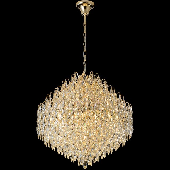 Crystal Lux HEDONIST SP16 3890/316 Большая подвесная хрустальная декоративная люстра, макс. высота 235см, диаметр 60см, металл цвета золото, хрусталь, лампы E14 16x40W IP20 220В
