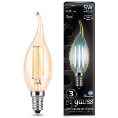 104801805 Лампа Gauss LED Filament Свеча на ветру E14 5W 420lm 4100K Golden 1/10/50 104801805 Лампа Gauss LED Filament Свеча на ветру E14 5W 420lm 4100K Golden 1/10/50