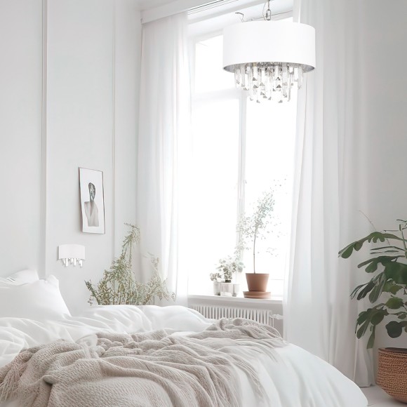 SLE1120-103-07 Светильник подвесной Хром/Белый E14 7*40W DAHLIA