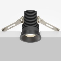 Maytoni Mini DL059-7W3K-B Черный круглый светодиодный встраиваемый светильник микро-спот 39мм, COB LED 7Вт 3000K 55° 610Лм CRI90 IP20 220V светодиоды Epistar, диммируемые при смене блока питания