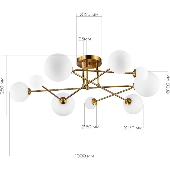 SLE2211-302-09 Светильник потолочный Латунь/Белый G9 LED 9*5W FANTINI SLE2211-302-09 Светильник потолочный Латунь/Белый G9 LED 9*5W FANTINI
