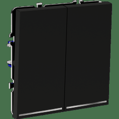 VLS020408 Проходной выключатель (переключатель) двухклавишный с подсветкой встраиваемый черного матового цвета 10А (2200 Ватт) VOLTUM S70 (черный матовый) VLS020408 Проходной выключатель (переключатель) двухклавишный с подсветкой встраиваемый черного матового цвета 10А (2200 Ватт) VOLTUM S70 (черный матовый)