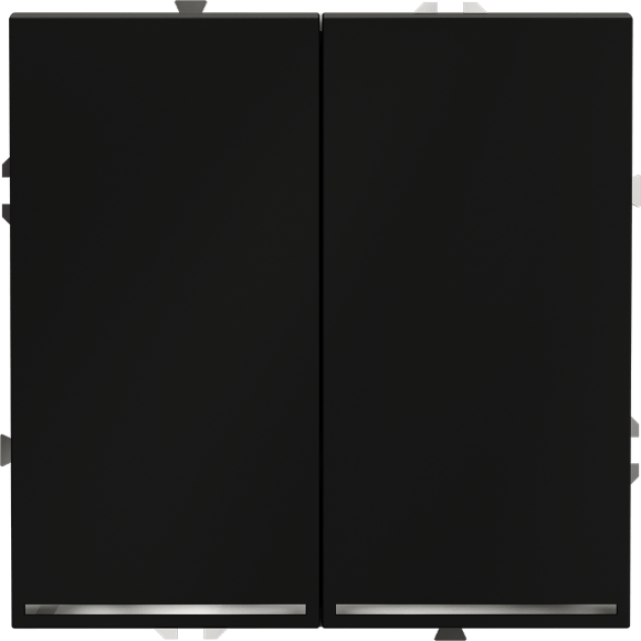 VLS020408 Проходной выключатель (переключатель) двухклавишный с подсветкой встраиваемый черного матового цвета 10А (2200 Ватт) VOLTUM S70 (черный матовый)