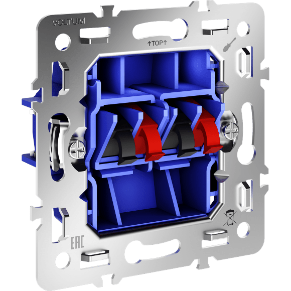 VLS0603M Механизм розетки акустической 4-местной для подключения аудио-колонок, динамиков и других звуковоспроизводящих устройств (для проводов сечением 0,5 — 4 ММ²) VOLTUM S70