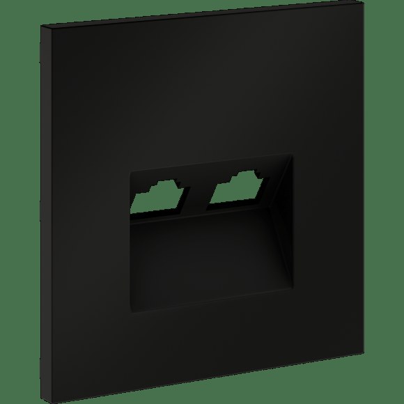 VLS001408 Накладка для розетки компьютерной двойной RJ45 категории 6Е (для проводов CAT5-CAT6 до 10 Гбит/сек) черного матового цвета VOLTUM S70 (черный матовый)