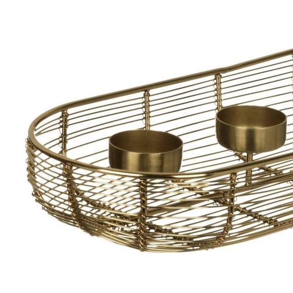 422392 Подсвечник  HAGONY L405, B140, H60 металл, золотой