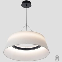 Crystal Lux FUSION SP30W 3980/230 Люстра-абажур подвесная, тканевый белый плафон, черное основание, светодиодная, управление пультом (идет в комплекте) LED 30Вт 3500Лм 3000-6000К CRI80