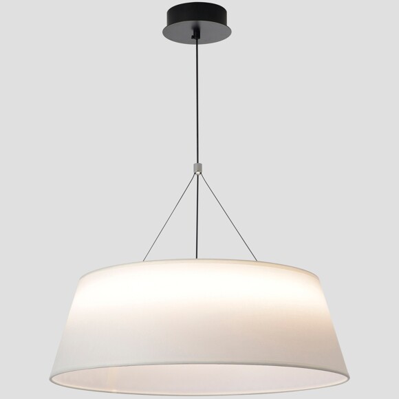 Crystal Lux FUSION SP30W 3980/230 Люстра-абажур подвесная, тканевый белый плафон, черное основание, светодиодная, управление пультом (идет в комплекте) LED 30Вт 3500Лм 3000-6000К CRI80