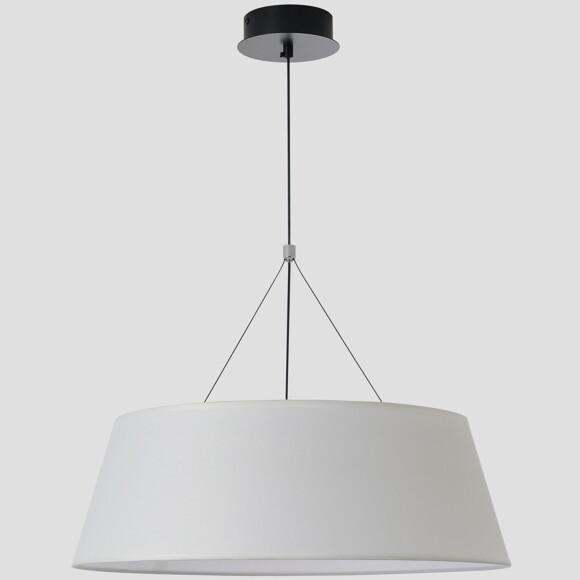 Crystal Lux FUSION SP30W 3980/230 Люстра-абажур подвесная, тканевый белый плафон, черное основание, светодиодная, управление пультом (идет в комплекте) LED 30Вт 3500Лм 3000-6000К CRI80
