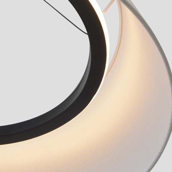 Crystal Lux FUSION SP30W 3980/230 Люстра-абажур подвесная, тканевый белый плафон, черное основание, светодиодная, управление пультом (идет в комплекте) LED 30Вт 3500Лм 3000-6000К CRI80