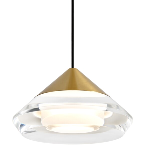 Freya Mote FR5631PL-L5BS Светильник подвесной светодиодный, основание металл латунь, плафон конус диаметром 11см прозрачный акриловый, LED 5Вт 3000K 180° 450Лм CRI80 IP20 220В