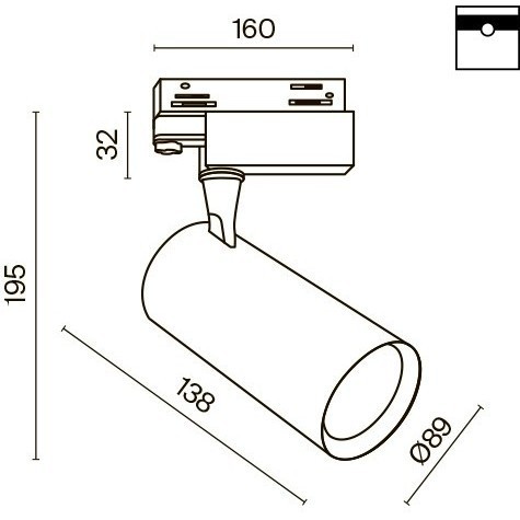 Трековый светильник трехфазный 220V светодиодный Vuoro TR029-3-26W3K-M-B
