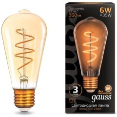 157802006 Лампа Gauss Filament ST64 6W 360lm 2400К Е27 golden flexible LED 1/10/40 157802006 Лампа Gauss Filament ST64 6W 360lm 2400К Е27 golden flexible LED 1/10/40
