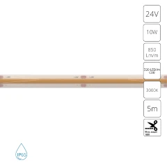 Arte Lamp A2432008-04-3K Светодиодная лента сплошная влагозащищенная 5м, ширина 8 мм, COB 10Вт/м 850Лм/м 3000К 120° CRI90+ IP65 24В, кратность резки 50мм, -20°...+45°C