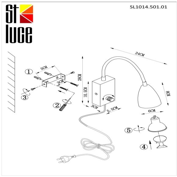 SL1014.501.01 Светильник настенный ST-Luce Белый/Белый GU10 1*3W Настенные светильники SL1014.501.01 Светильник настенный ST-Luce Белый/Белый GU10 1*3W Настенные светильники
