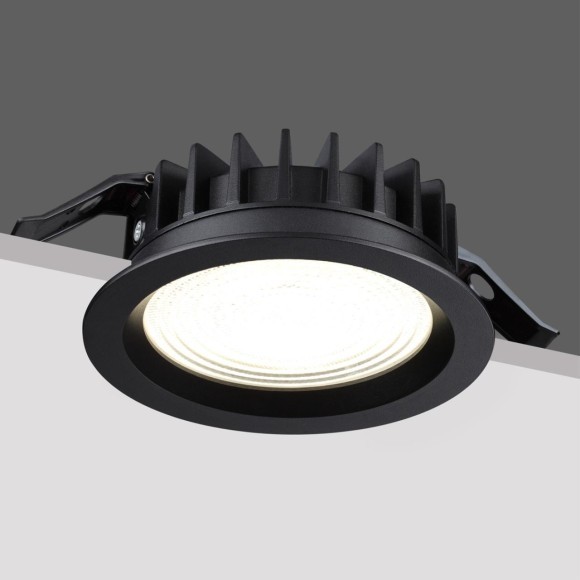 359847 Черный круглый светодиодный светильник с перекл. цв. температуры 25W 2500Лм 2700;3200;4000К 120° UGR16 CRI98 IP44 Novotech FLUO